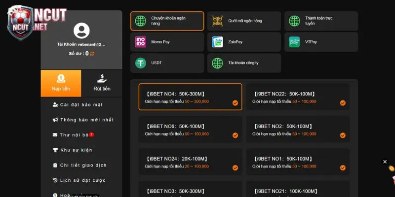 I9Bet - Khám phá sân chơi cá cược trực tuyến hàng đầu 2024 7 Quy trình nạp tiền vào I9Bet nhanh chóng