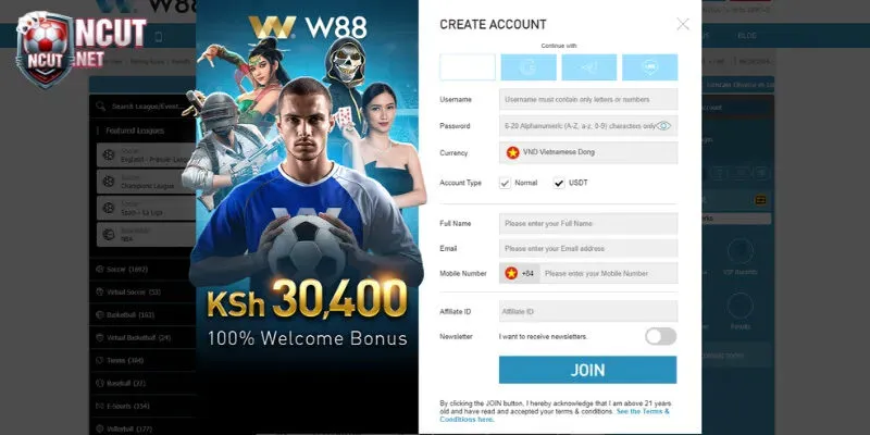 W88 - Hướng dẫn đăng ký và đăng nhập chi tiết cho người chơi 2 Cách thức đăng ký tài khoản W88 chi tiết