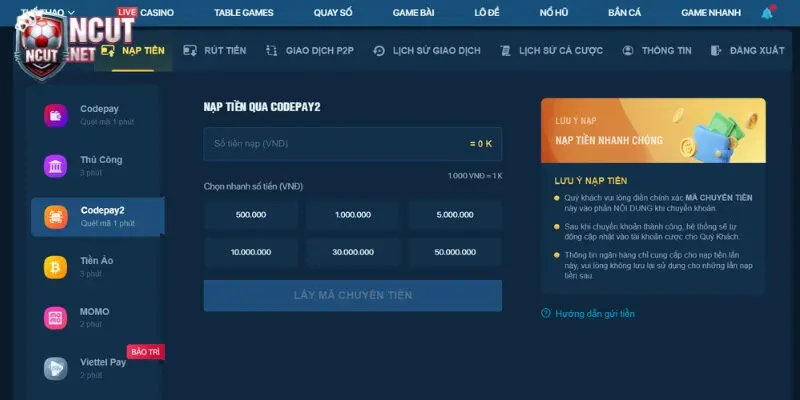 Nạp tiền/rút tiền LUCKY88 - Cách giao dịch cho người chơi mới 3 Chuyển tiền nhanh qua Smartpay