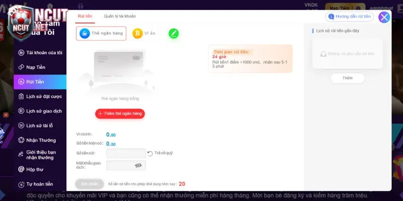Hướng dẫn nạp tiền/rút tiền VN86 chi tiết cho người mới 4 Hướng dẫn rút tiền VN86