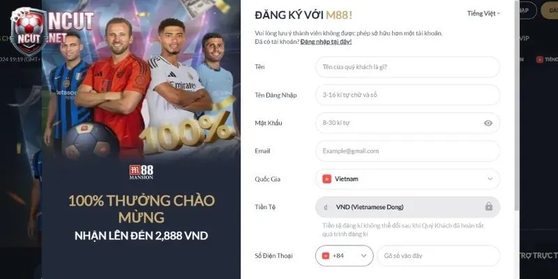 Nhập thông tin cá nhân đăng ký chuẩn xác