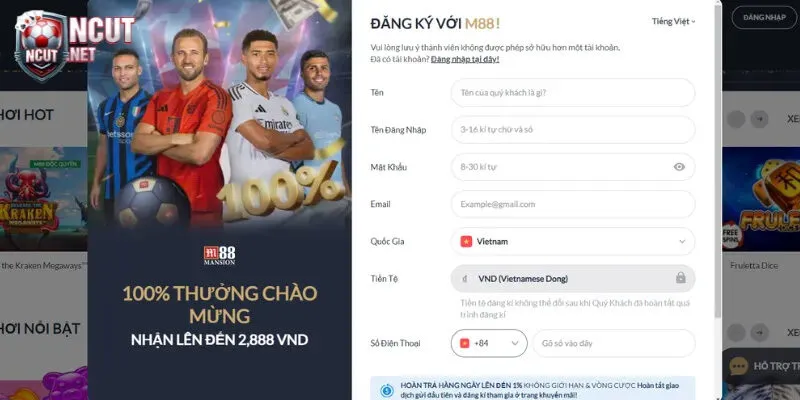 M88 - Nơi Trải Nghiệm Thế Giới Cá Cược Trực Tuyến Hấp Dẫn 6 Quy trình tạo tài khoản cược mới tại M88